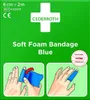 An image showing how to apply a blue soft foam bandage to a finger, with product information at the top. Anteprima dell’immagine prodotto