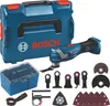 A Bosch cordless multi-cutter tool set with its case and accessories, displayed on a white background. Podgląd zdjęcia produktu