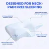 A diagram of an orthopedic pillow with text callouts highlighting its features. Produktbild-Vorschau
