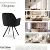 A collage of images showcasing a black armchair in different room settings (dining room, living room, kitchen, bedroom) with text overlays. Náhled obrázku produktu