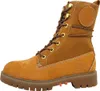 A side view of a brown lace-up boot. Voir les images du produit