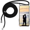 A phone case with a lanyard and a picture of a couple on the screen.