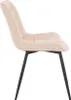 Side view of a single beige upholstered dining chair with black metal legs against a white background. Produktbild-Vorschau