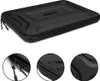 A black laptop bag is shown from a slightly elevated angle, with three close-up circular insets highlighting the zipper and textured surface. Produktbild-Vorschau