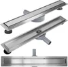 A collage of three images showing a linear shower drain from different angles. Anteprima dell’immagine prodotto
