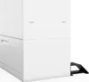 A close-up, angled view of a white metal cabinet with a drawer and a black support leg. Podgląd zdjęcia produktu