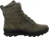A single green boot with fur trim and black laces is shown against a white background. Produktbild-Vorschau