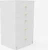 A white chest of drawers with gold knobs against a white background. Produktbild-Vorschau