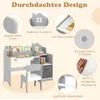 A diagram showcasing the features of a children's desk and chair set. Podgląd zdjęcia produktu