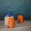 sweeek - 2er-Set stapelbare Hocker mit Kunstleder - Orange Produktbild-Vorschau 4