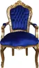 Casa Padrino Barock Esszimmerstuhl Blau / Gold mit Produktbild-Vorschau 1