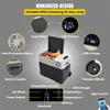 A diagram illustrating the features of a portable car refrigerator. Voir les images du produit