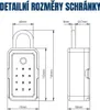 Diagram showing the detailed dimensions of a smart key box. Náhled obrázku produktu