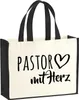 Huuraa Jutetasche Pastor mit Herz 21 Liter Black Jute und Produktbild-Vorschau 1
