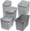 A collection of five gray plastic bins of various sizes, arranged in a staggered formation against a white background. Produktbild-Vorschau