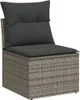 10-tlg. Garten-Sofagarnitur mit Kissen Grau Poly Rattan Produktbild-Vorschau 4
