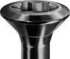 A close-up, studio shot of a single black screw head with a Torx drive. Produktbild-Vorschau