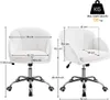 Two views of a white office chair with dimensions labeled. Produktbild-Vorschau