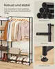 A SONGMICS Kleiderständer with clothes and shoes displayed, along with feature callouts. Produktbild-Vorschau