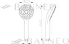 Technical drawing of a shower head with dimensions. Produktbild-Vorschau