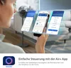 A person is holding a smartphone displaying app interfaces, with a blue overlay suggesting connectivity and control. The background is a blurred indoor scene. Below the main image, there's a Philips logo and text describing the app's functionality. Anteprima dell’immagine prodotto