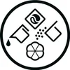 A circular graphic with icons representing different elements related to laundry or cleaning. Voir les images du produit