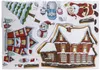 A sheet of Christmas-themed stickers featuring Santa, snowmen, houses, and a tree. Podgląd zdjęcia produktu