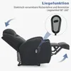 A recliner chair is shown in a reclined position with a close-up of the remote control. Produktbild-Vorschau