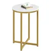 A round side table with a marble-look top and gold metal legs, shown against a white background. Produktbild-Vorschau