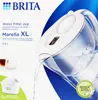 The image shows the packaging of a Brita Marella XL water filter jug, with the product itself prominently displayed and water being poured from it. Anteprima dell’immagine prodotto