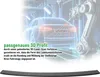 A robotic arm scanning a car with laser lines, with text describing a 3D profile and a product image at the bottom. Voir les images du produit