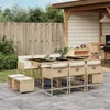 vidaXL 11-tlg. Garten-Essgruppe mit Kissen Beige Poly Produktbild-Vorschau 2