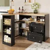 A kitchen or dining area with a modern sideboard and bar. Voir les images du produit