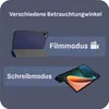 Image shows a tablet case in two different modes: film mode and writing mode. Produktbild-Vorschau