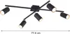 A black ceiling light with five adjustable spotlights is shown against a white background. A measurement line indicates the width of the light fixture. Podgląd zdjęcia produktu