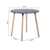 A diagram of a round dining table with dimensions indicated. Voir les images du produit