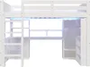 Hochbett,140x200cm, Mit LED-Leuchten,Kleiderschrank, Produktbild-Vorschau 1