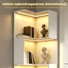 Regál s LED osvetlením, rohový stojací regál, biela farba, Náhľad obrázku produktu 5
