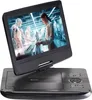 A portable DVD player with its screen open, displaying an image of robots and a woman. Podgląd zdjęcia produktu