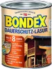 A can of wood stain with a depiction of a wooden house. Produktbild-Vorschau