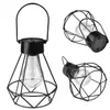 A collage of three images showing a black solar garden lantern with a diamond-shaped metal cage and a visible light bulb. Produktbild-Vorschau