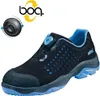 A black and blue safety shoe with a BOA lacing system and the BOA logo. Produktbild-Vorschau
