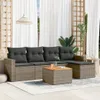 Design 6-tlg. Garten-Sofagarnitur mit Kissen Grau Poly Produktbild-Vorschau 1