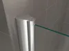 Close-up of a shower door hinge and glass edge against a tiled wall. Produktbild-Vorschau