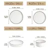 Diagrams showing the dimensions and capacities of dinnerware items. Náhled obrázku produktu