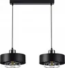 A product shot of a black and chrome pendant light fixture with two lamps. Podgląd zdjęcia produktu