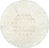 A round, white metal bistrot table with a vintage-style pattern, shown from a top-down perspective against a white background. Anteprima dell’immagine prodotto