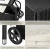 A collage of four close-up images showcasing features of a rattan sun lounger. Náhled obrázku produktu