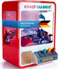 A red and white candy grabber machine filled with candy, displayed on a white background. Produktbild-Vorschau