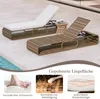 Two rattan sun loungers are placed on a patio next to a pool. The image includes close-up shots highlighting product features. Náhled obrázku produktu